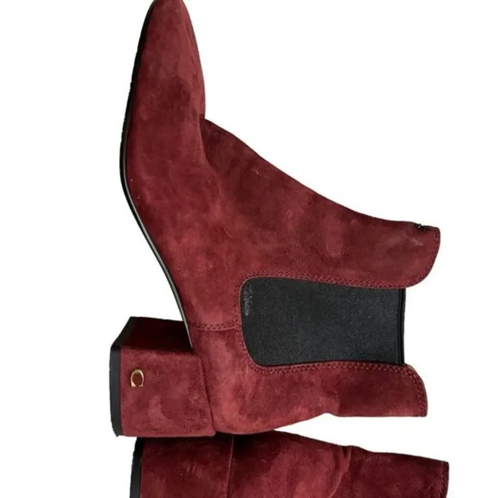 Coach Shoes Coach Tia Suede Ankle Bootie Wine Red‎ Size 7